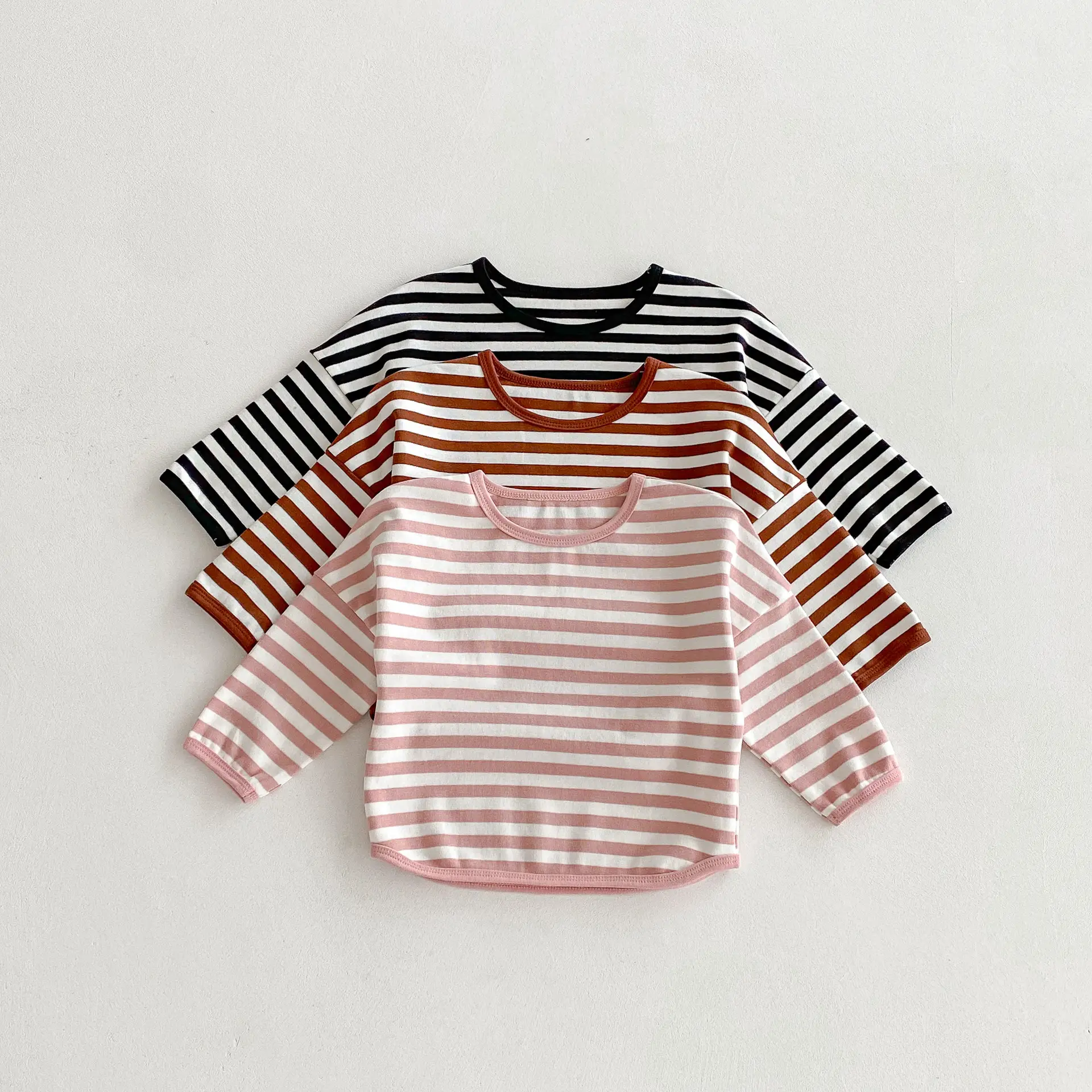 Children Striped T-Shirt Boys Girls Off Shoulder Spring Autumn — feature 5