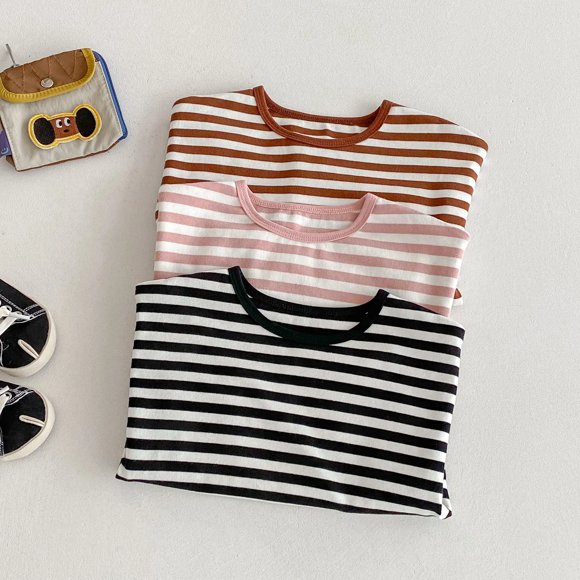 Children Striped T-Shirt Boys Girls Off Shoulder Spring Autumn — feature 6