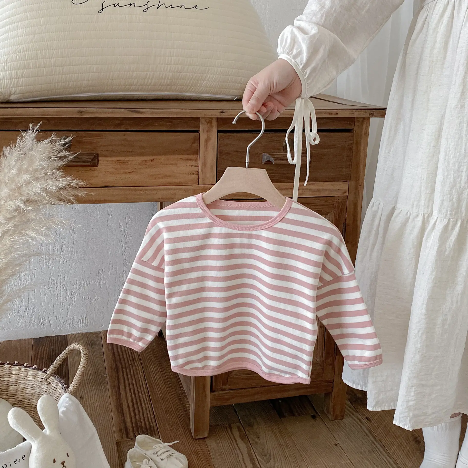 Children Striped T-Shirt Boys Girls Off Shoulder Spring Autumn — feature 9