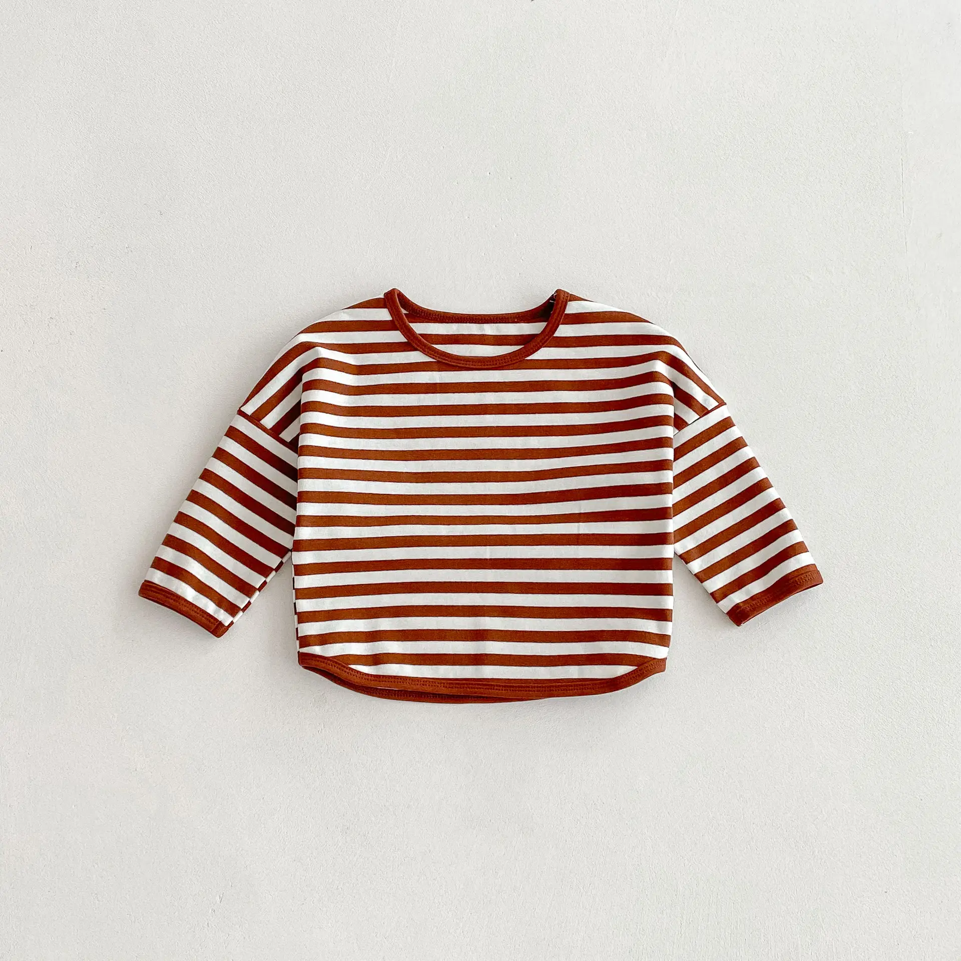 Children Striped T-Shirt Boys Girls Off Shoulder Spring Autumn - Image 3