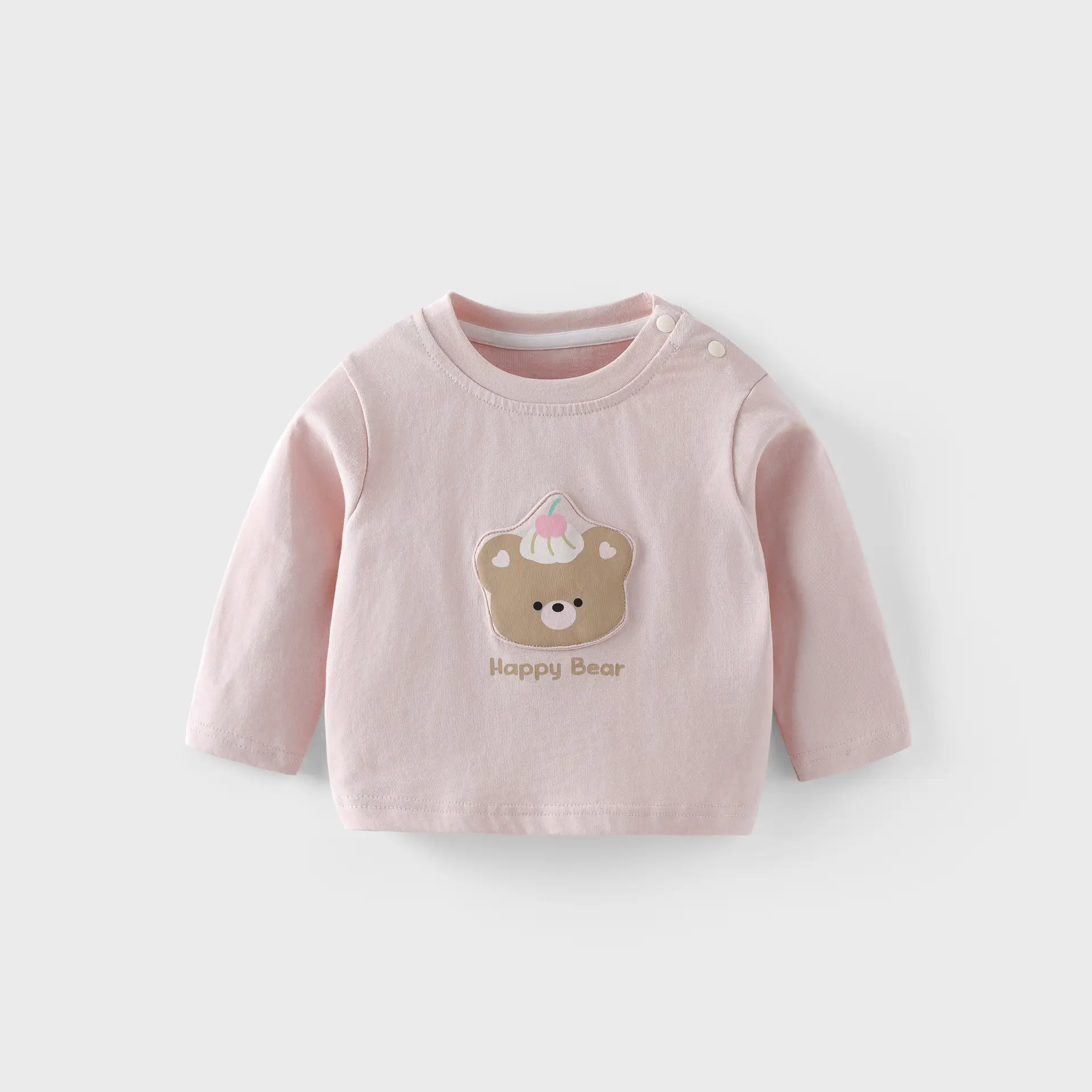 Girls Pink Cartoon Bear T-Shirt 2025 Autumn - Image 4