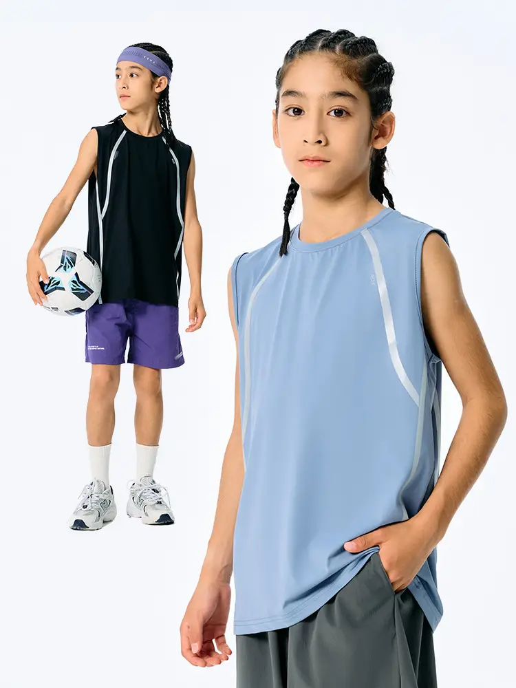 Kids Sleeveless Vest Light Blue Quick-Dry Summer Wear - Image 5