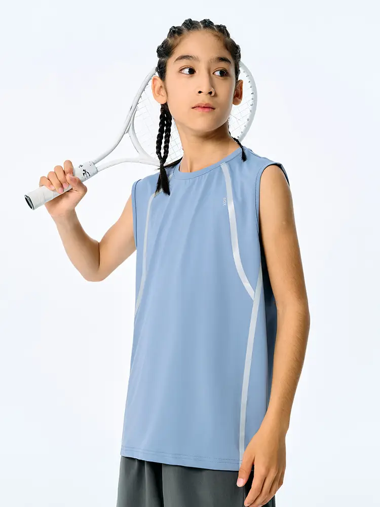 Kids Sleeveless Vest Light Blue Quick-Dry Summer Wear - Image 7