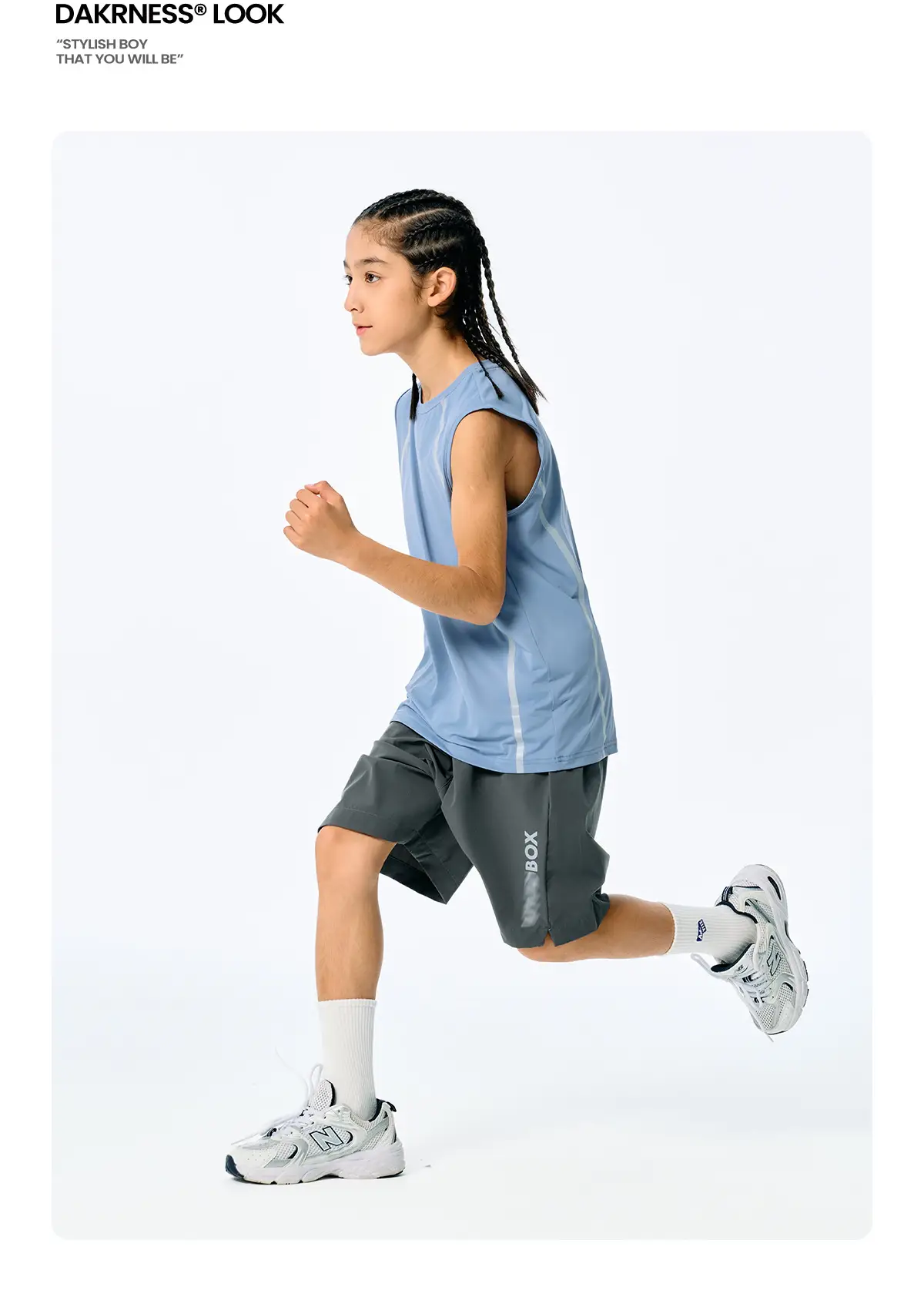 Kids Sleeveless Vest Light Blue Quick-Dry Summer Wear — feature 12