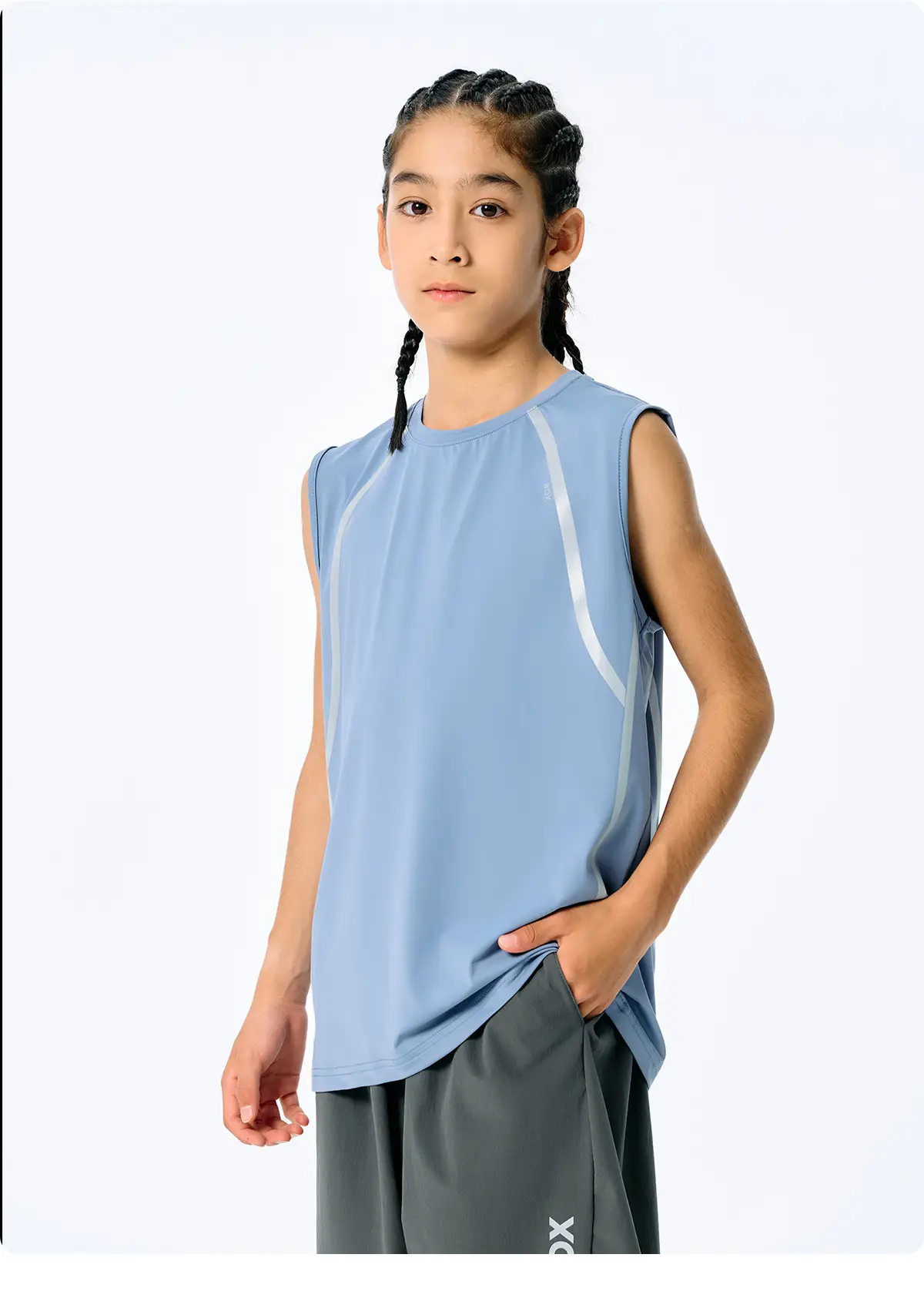 Kids Sleeveless Vest Light Blue Quick-Dry Summer Wear — feature 17