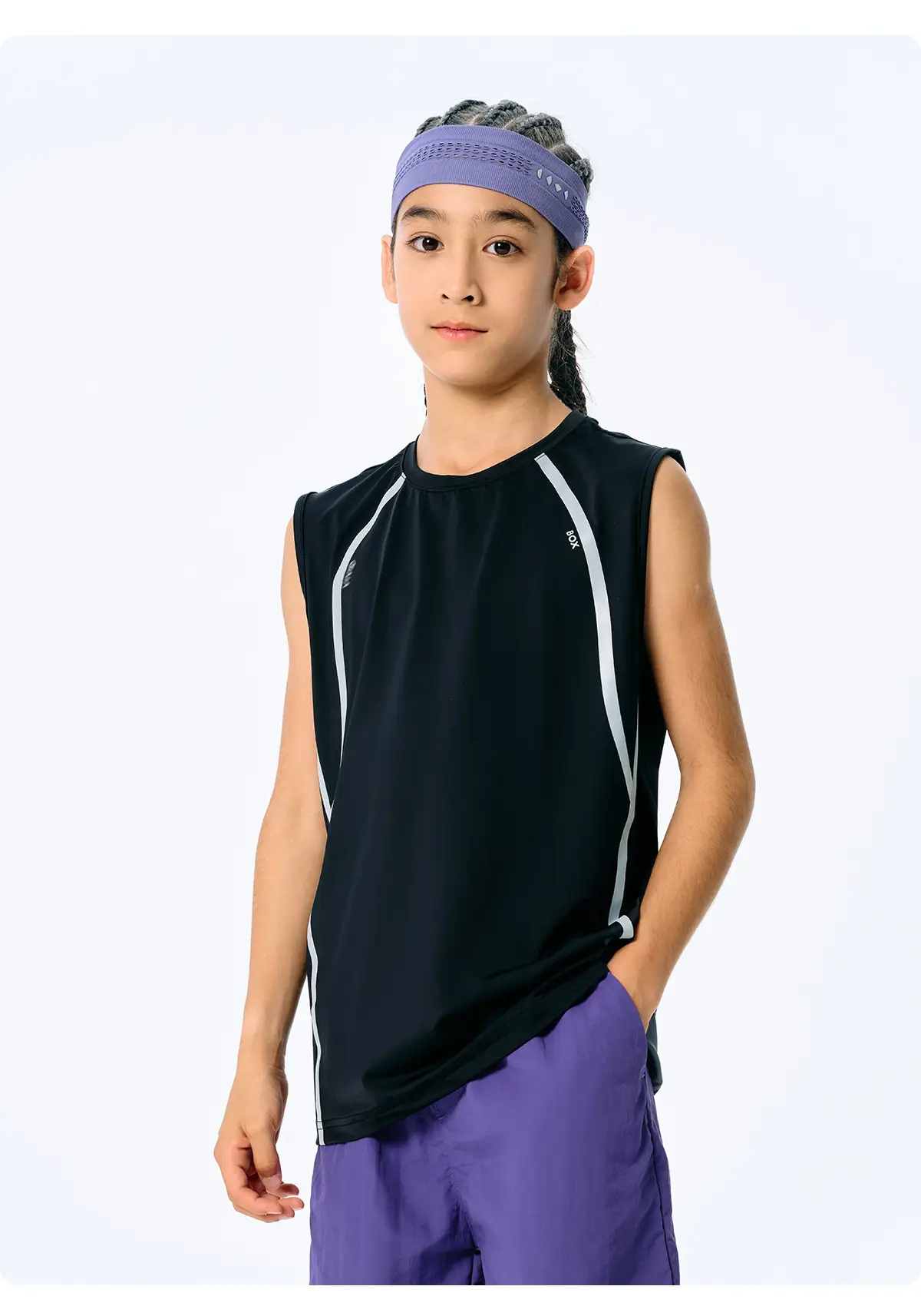 Kids Sleeveless Vest Light Blue Quick-Dry Summer Wear — feature 24