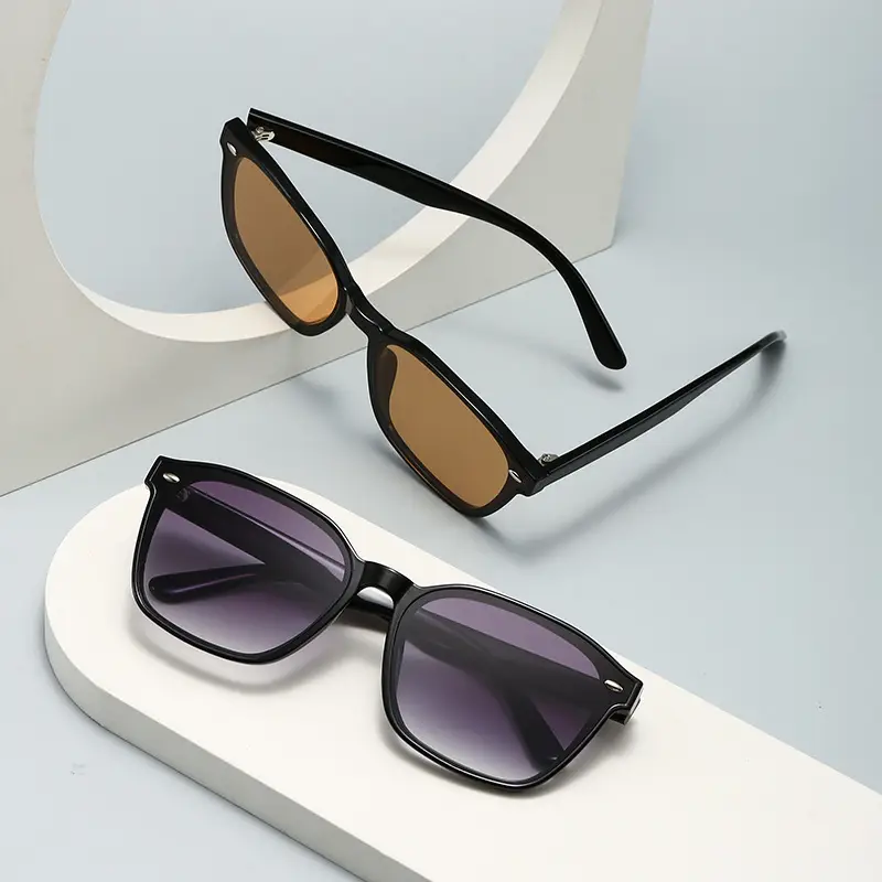 Men Women Square Frame Anti-UV Sunglasses Black - Image 6