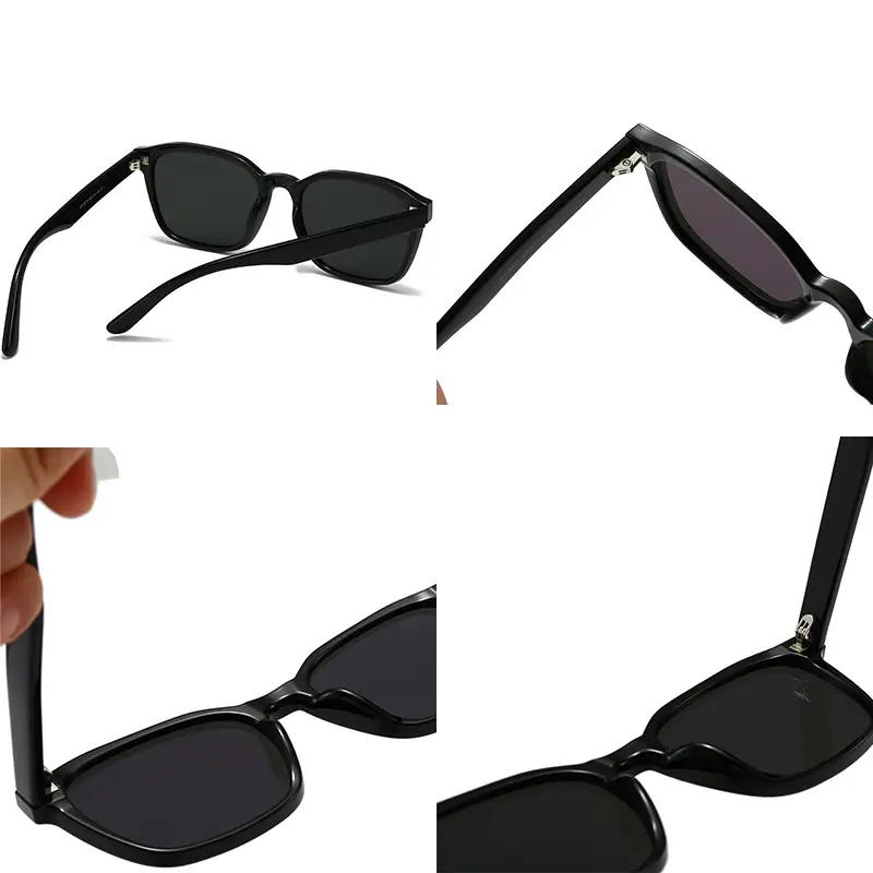 Men Women Square Frame Anti-UV Sunglasses Black - Image 7