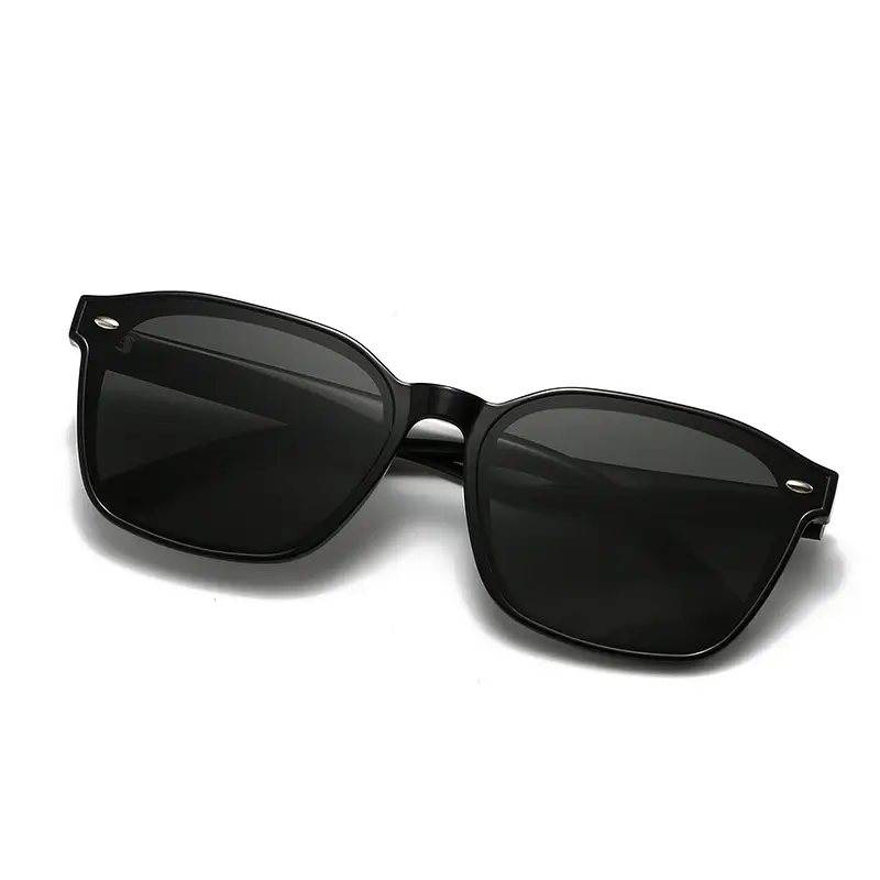 Men Women Square Frame Anti-UV Sunglasses Black - Image 8