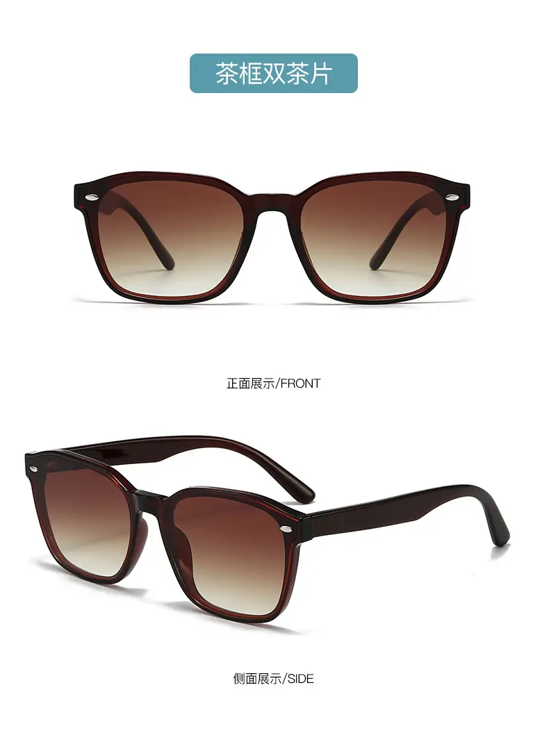 Men Women Square Frame Anti-UV Sunglasses Black β feature 18