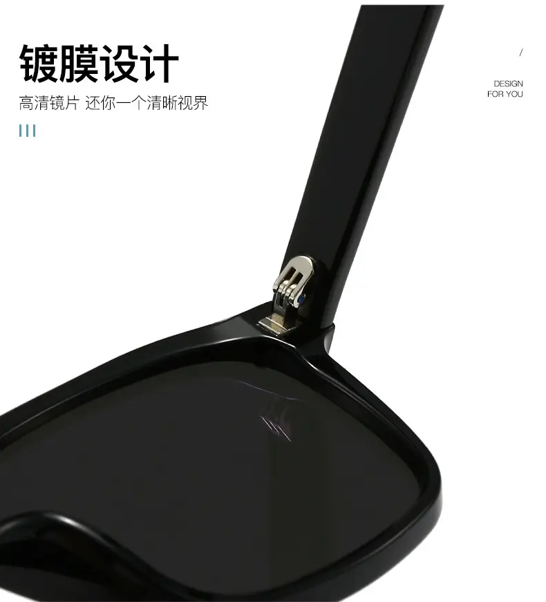 Men Women Square Frame Anti-UV Sunglasses Black β feature 7