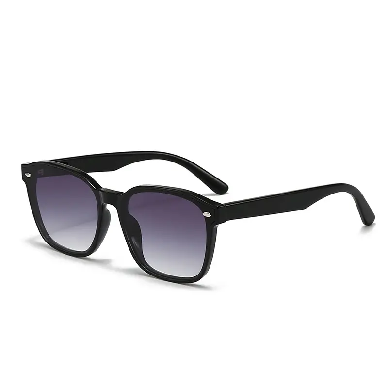 Men Women Square Frame Anti-UV Sunglasses Black - Image 2