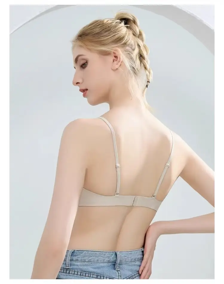 Seamless French Triangle Cup Intimates for Women, One-Piece Double-Breasted Comfortable Wire-Free Sexy Cut Out Breathable Bra — feature 22