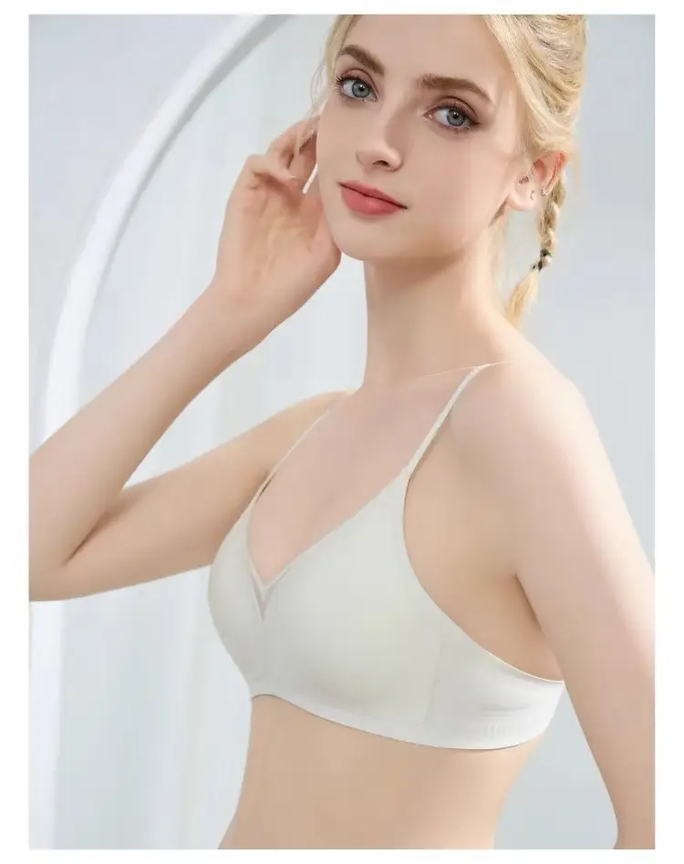 Seamless French Triangle Cup Intimates for Women, One-Piece Double-Breasted Comfortable Wire-Free Sexy Cut Out Breathable Bra — feature 23