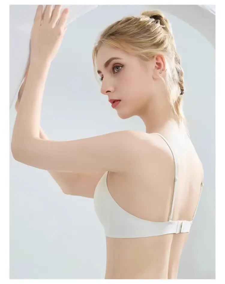 Seamless French Triangle Cup Intimates for Women, One-Piece Double-Breasted Comfortable Wire-Free Sexy Cut Out Breathable Bra — feature 25