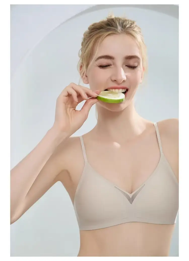 Seamless French Triangle Cup Intimates for Women, One-Piece Double-Breasted Comfortable Wire-Free Sexy Cut Out Breathable Bra — feature 26