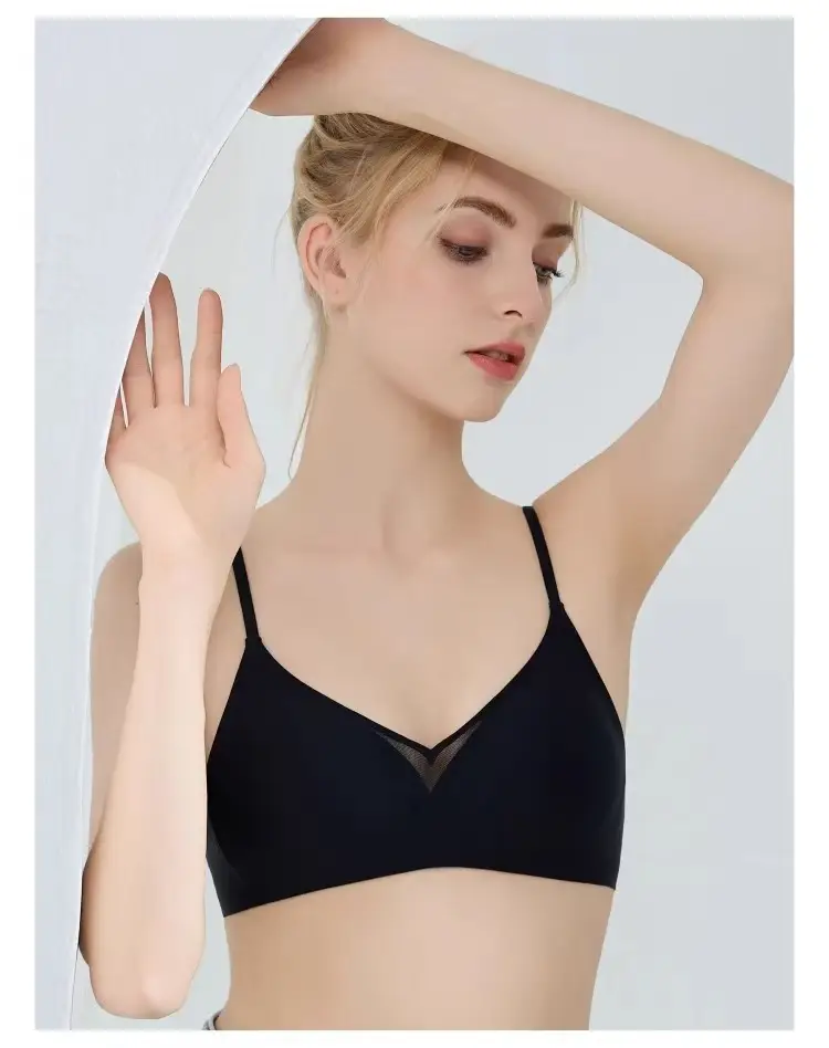 Seamless French Triangle Cup Intimates for Women, One-Piece Double-Breasted Comfortable Wire-Free Sexy Cut Out Breathable Bra — feature 27