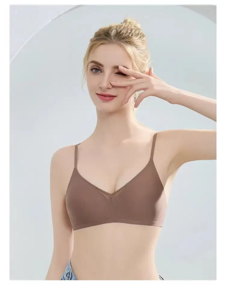Seamless French Triangle Cup Intimates for Women, One-Piece Double-Breasted Comfortable Wire-Free Sexy Cut Out Breathable Bra — feature 28
