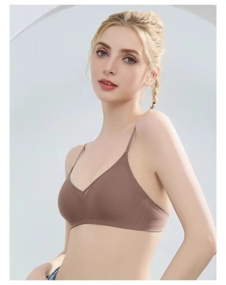 Seamless French Triangle Cup Intimates for Women, One-Piece Double-Breasted Comfortable Wire-Free Sexy Cut Out Breathable Bra — feature 29