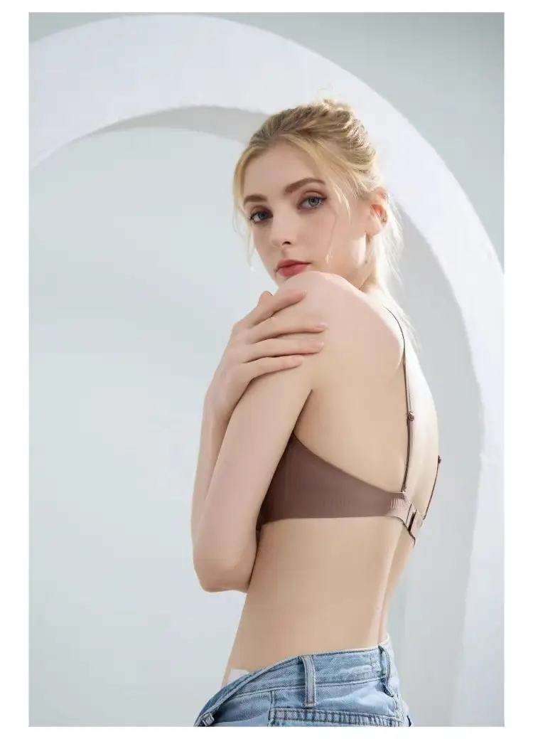 Seamless French Triangle Cup Intimates for Women, One-Piece Double-Breasted Comfortable Wire-Free Sexy Cut Out Breathable Bra — feature 30