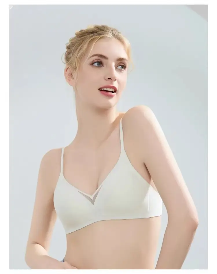 Seamless French Triangle Cup Intimates for Women, One-Piece Double-Breasted Comfortable Wire-Free Sexy Cut Out Breathable Bra — feature 31