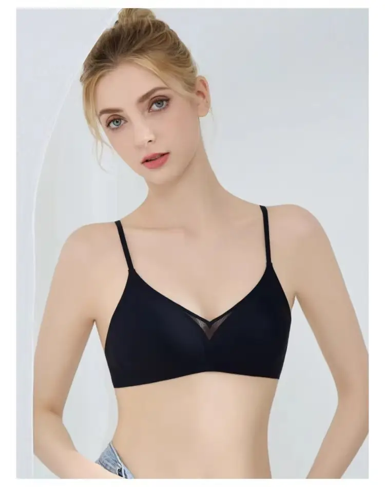 Seamless French Triangle Cup Intimates for Women, One-Piece Double-Breasted Comfortable Wire-Free Sexy Cut Out Breathable Bra — feature 33