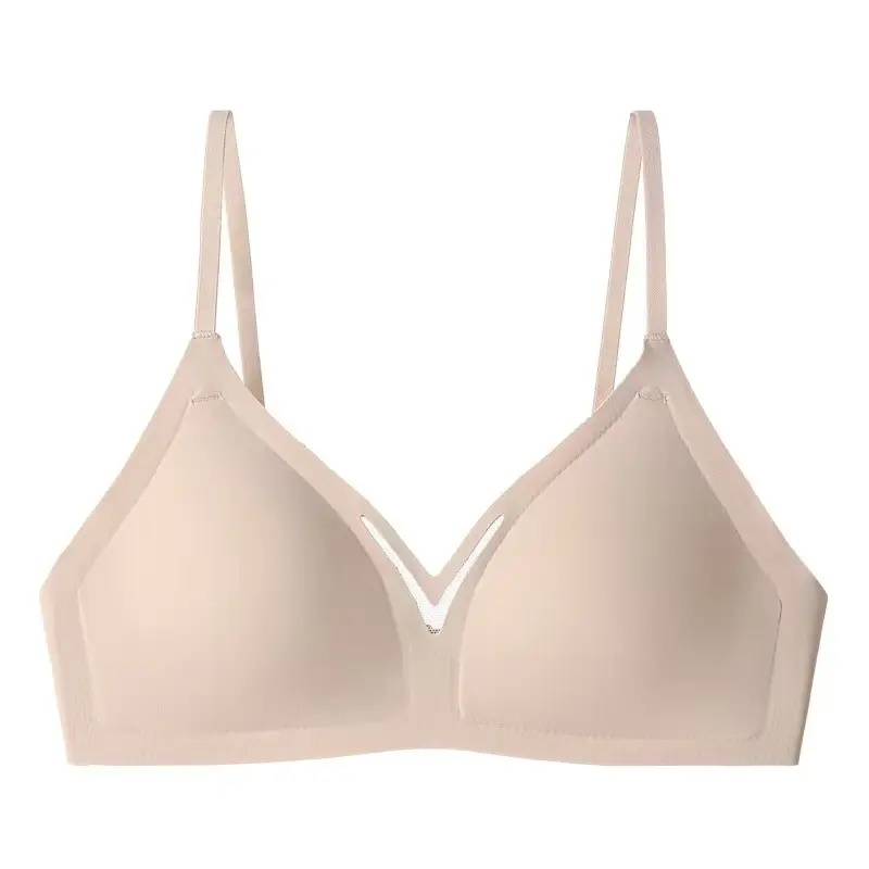 Seamless French Triangle Cup Intimates for Women, One-Piece Double-Breasted Comfortable Wire-Free Sexy Cut Out Breathable Bra
