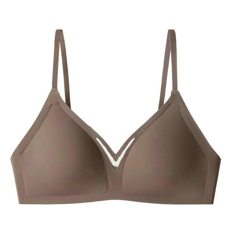 Seamless French Triangle Cup Intimates for Women, One-Piece Double-Breasted Comfortable Wire-Free Sexy Cut Out Breathable Bra