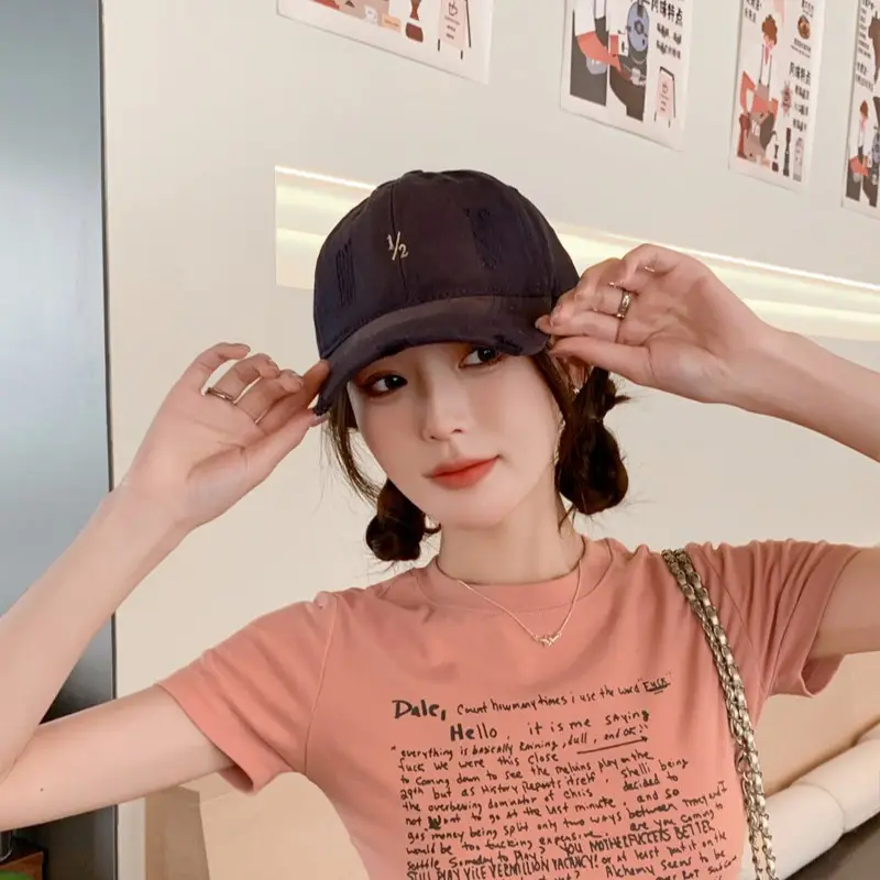Red Vintage Distressed Baseball Cap for Women - Image 11