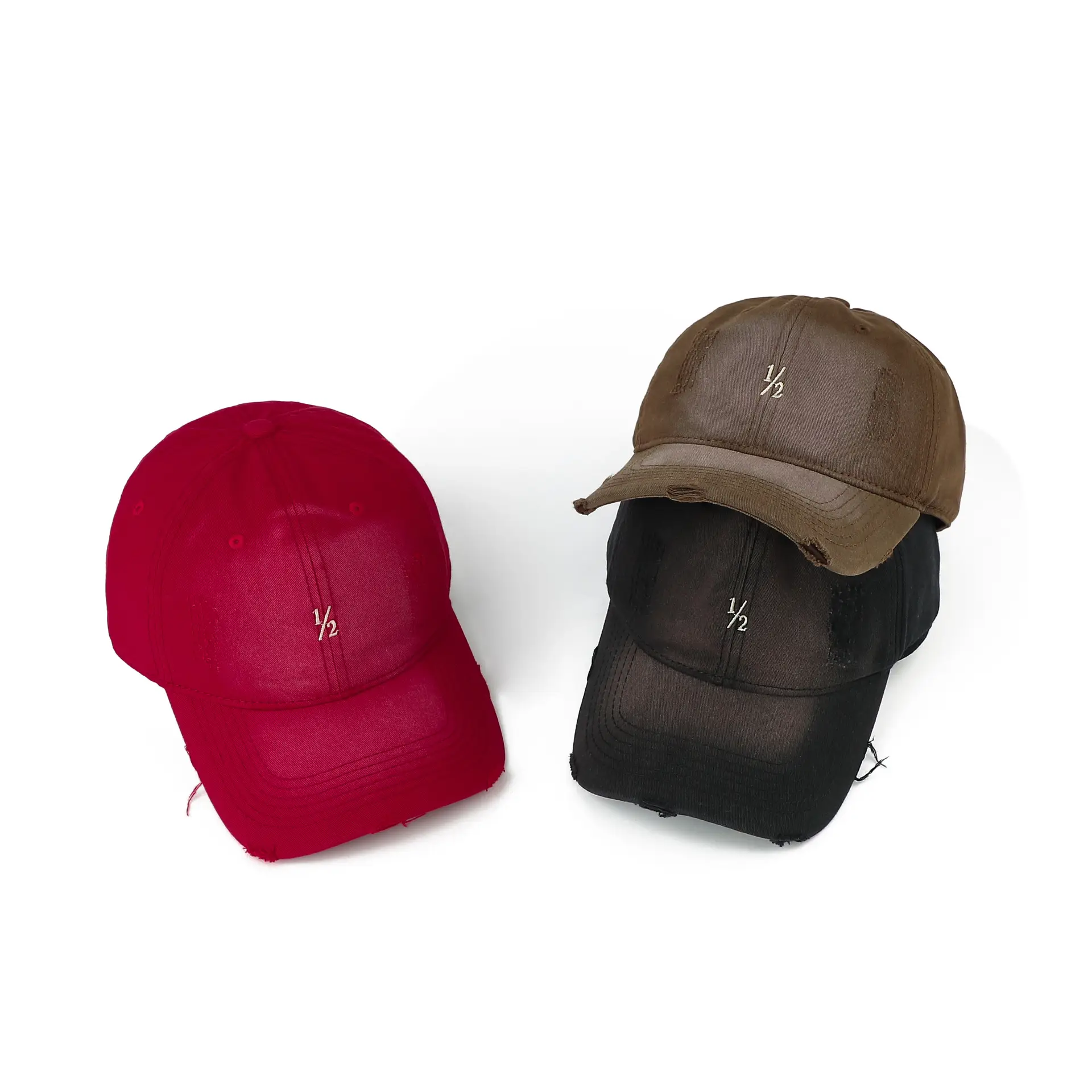 Red Vintage Distressed Baseball Cap for Women — feature 18