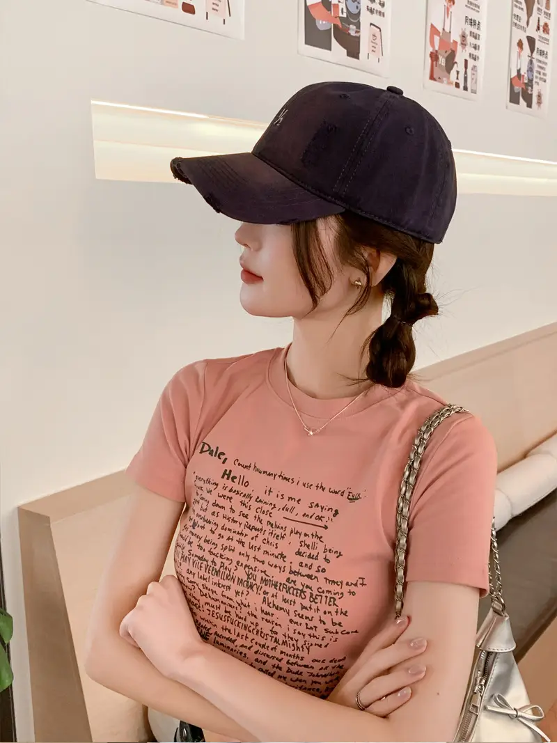 Red Vintage Distressed Baseball Cap for Women — feature 7