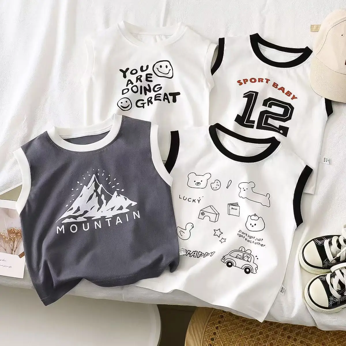 Children's Sleeveless Cotton Tops Set for Summer - Image 5