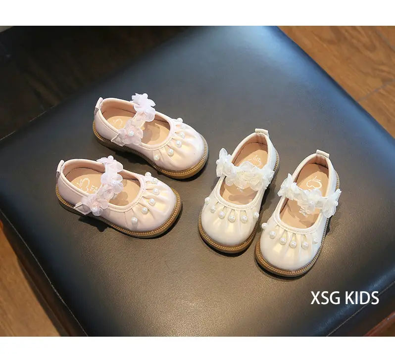 Girls' Small Pearl Bow Flat Shoes — feature 10