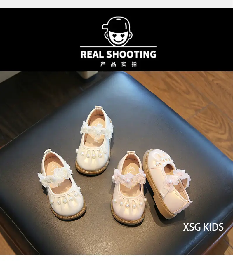 Girls' Small Pearl Bow Flat Shoes — feature 9