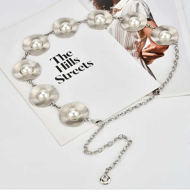 Korean Pearl Inlaid Metal Waist Chain for Women — feature 6