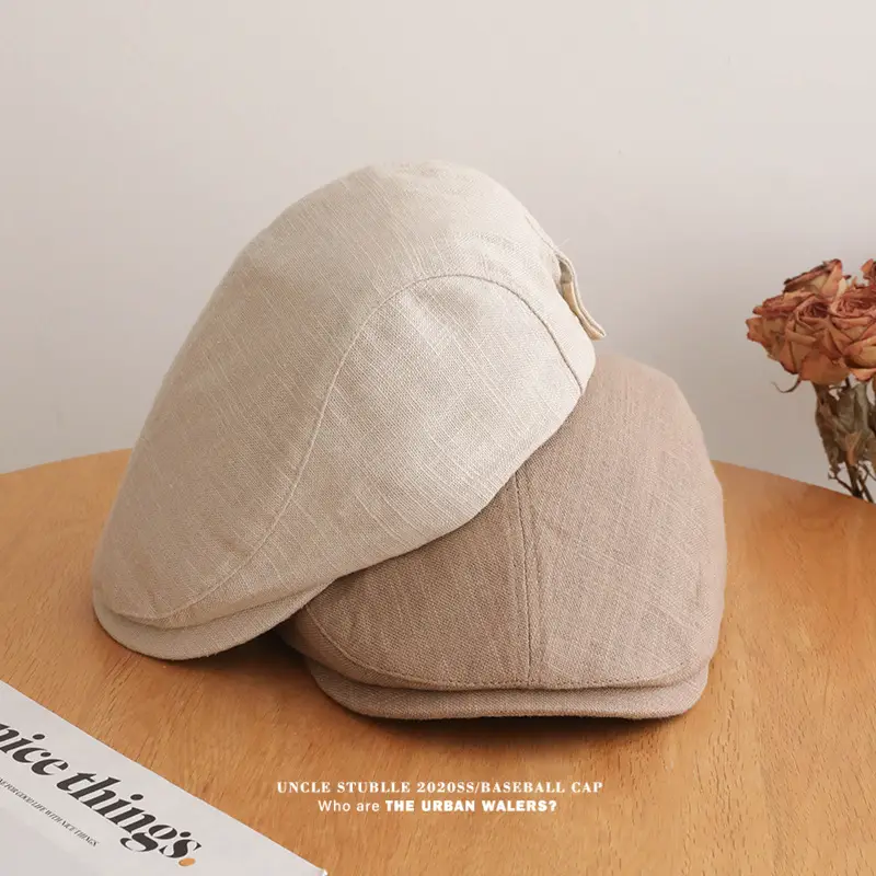 Summer Thin Cotton Linen Cap for Men Women British Style - Image 8