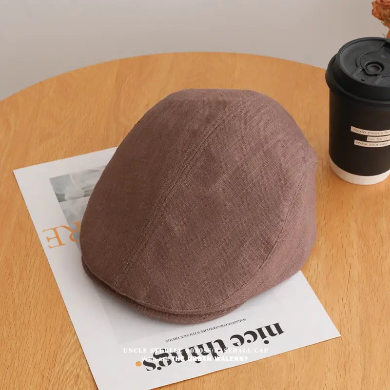 Summer Thin Cotton Linen Cap for Men Women British Style — feature 11