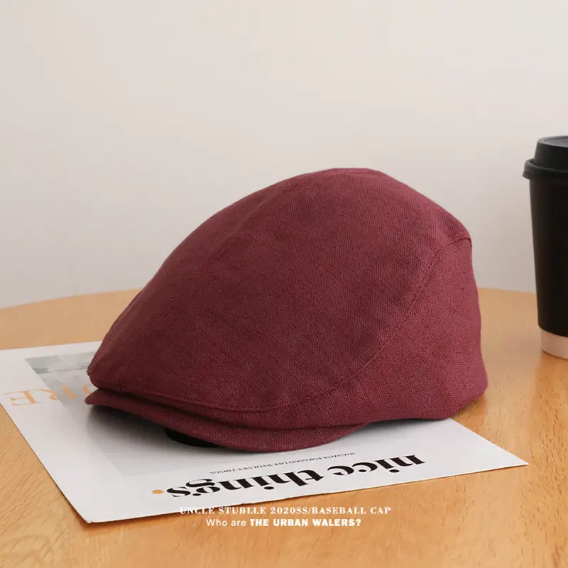 Summer Thin Cotton Linen Cap for Men Women British Style — feature 13