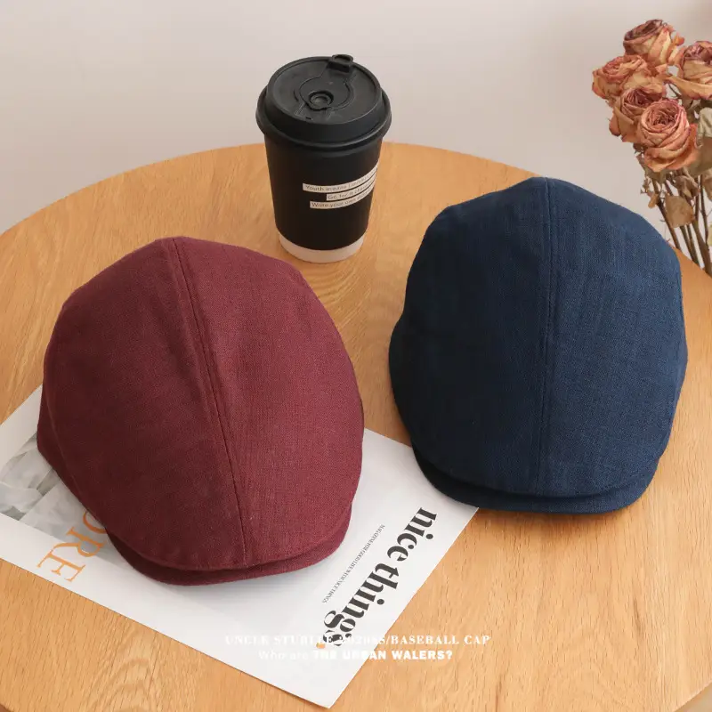 Summer Thin Cotton Linen Cap for Men Women British Style — feature 15