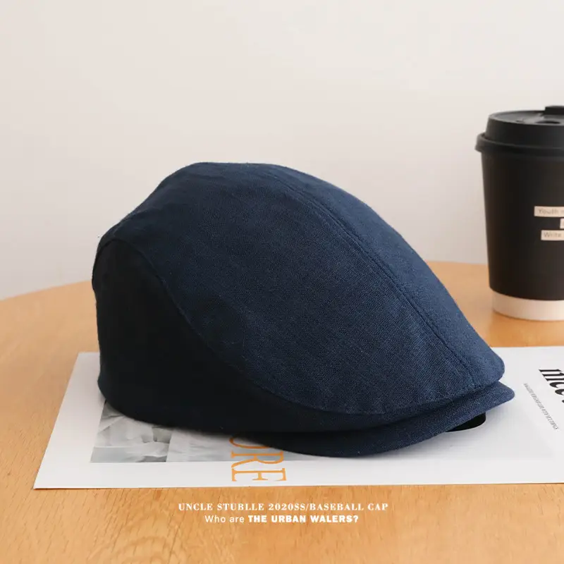 Summer Thin Cotton Linen Cap for Men Women British Style — feature 16