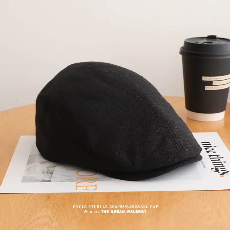 Summer Thin Cotton Linen Cap for Men Women British Style — feature 18