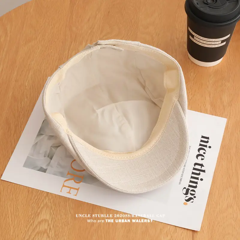 Summer Thin Cotton Linen Cap for Men Women British Style — feature 4