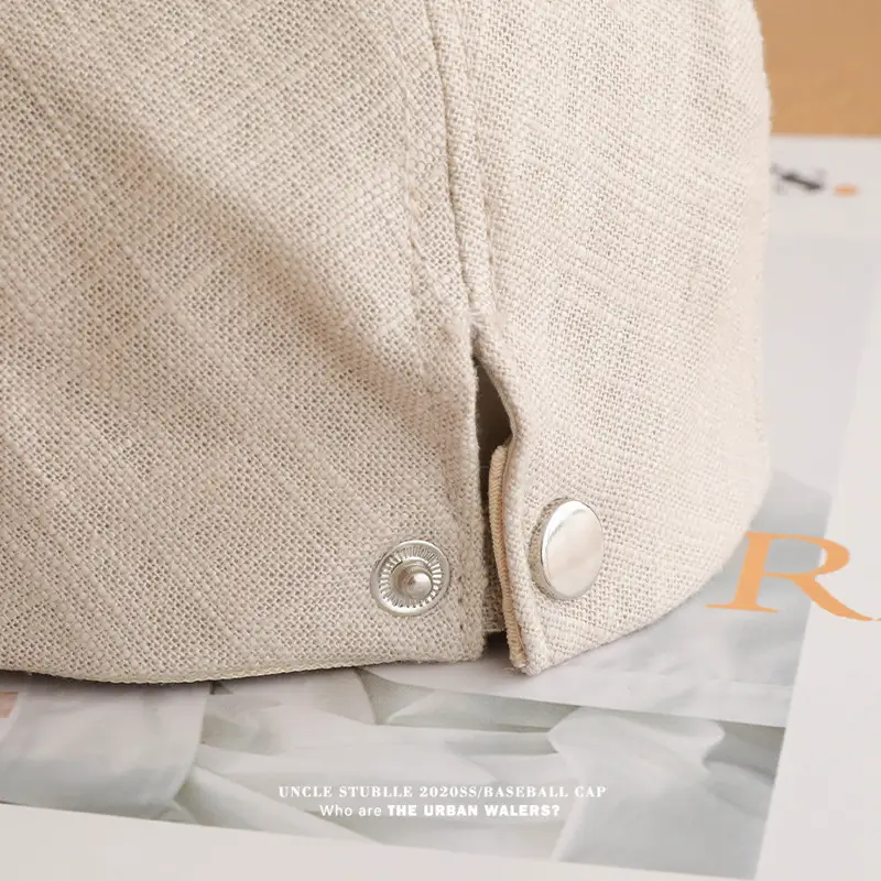 Summer Thin Cotton Linen Cap for Men Women British Style — feature 6