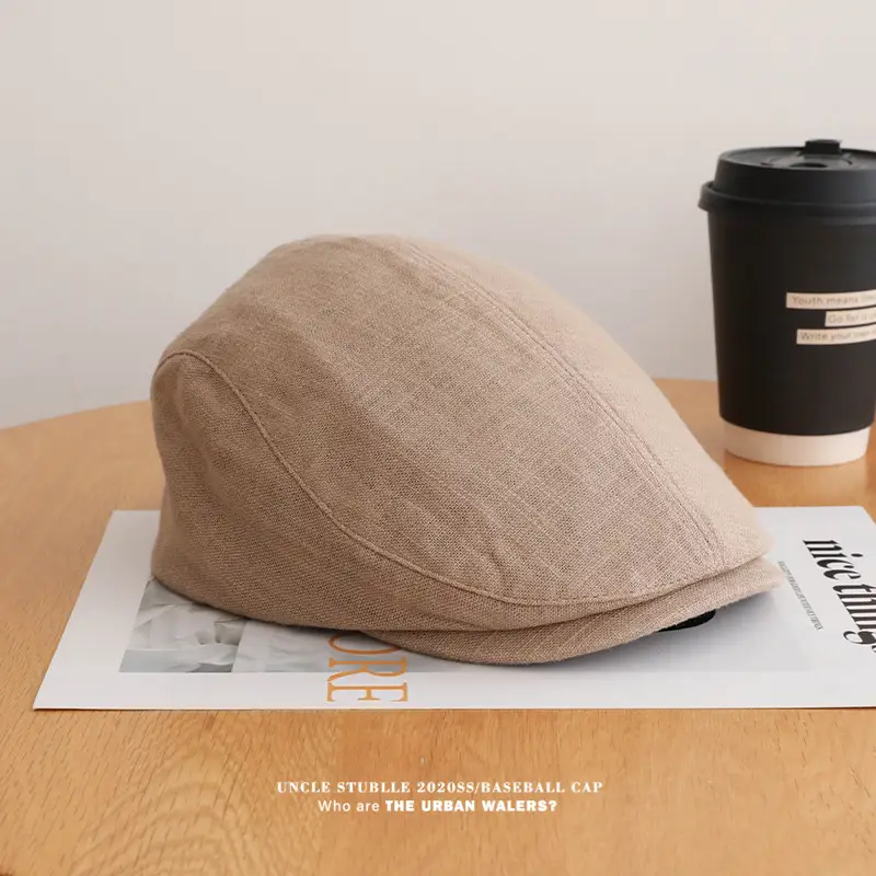 Summer Thin Cotton Linen Cap for Men Women British Style — feature 8