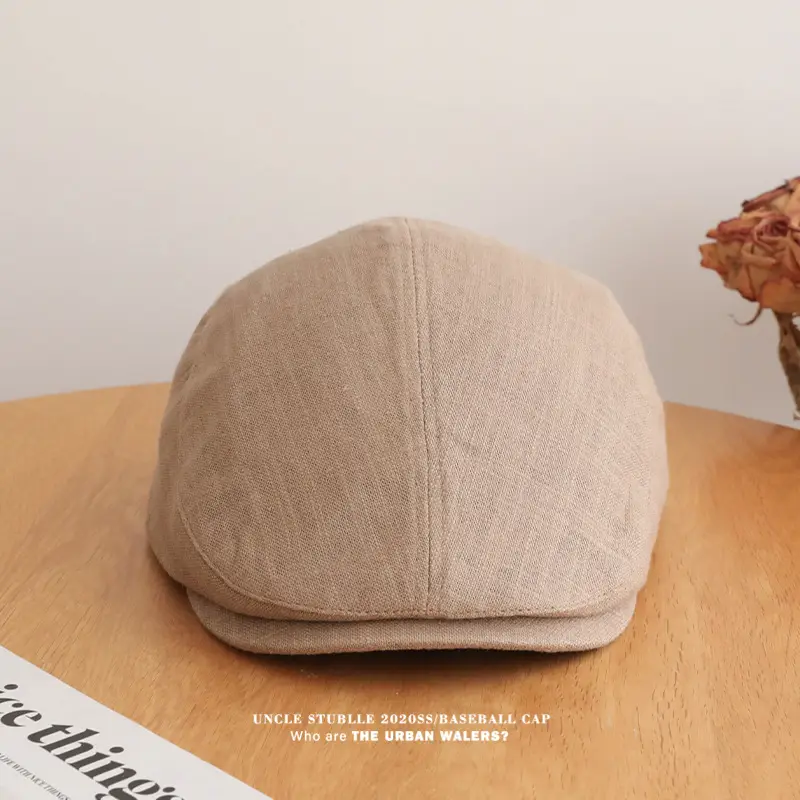 Summer Thin Cotton Linen Cap for Men Women British Style — feature 9