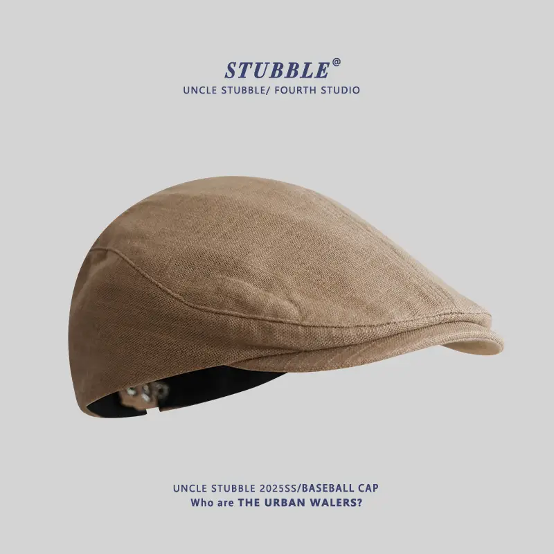 Summer Thin Cotton Linen Cap for Men Women British Style - Image 2