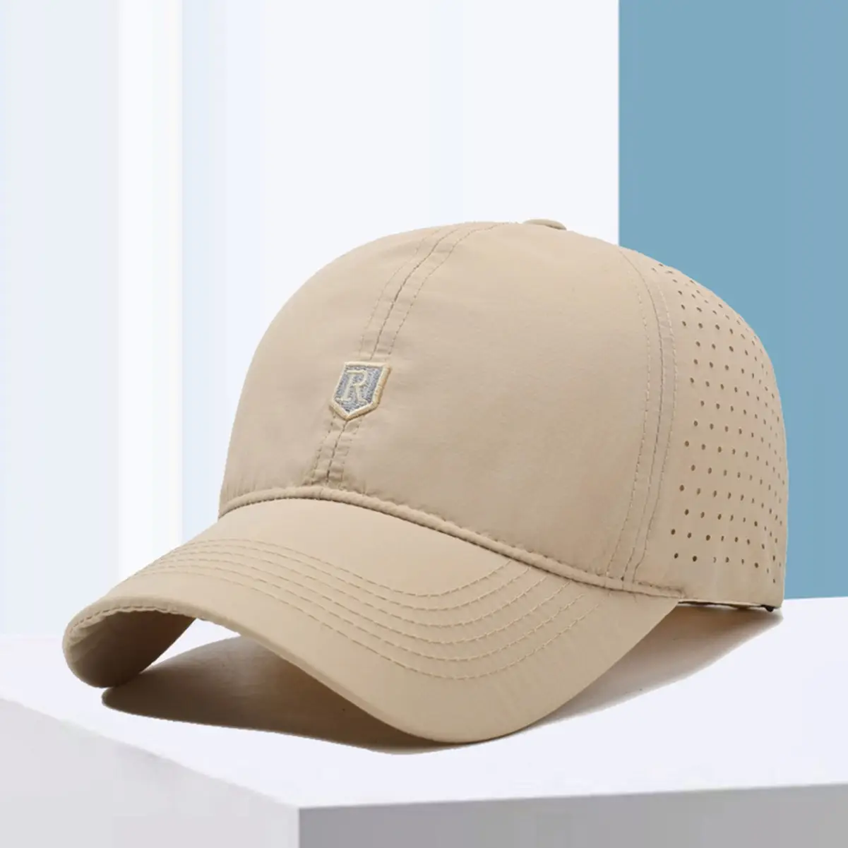 Men Summer Mesh Cap Beige Deep Sports Hat - Image 7