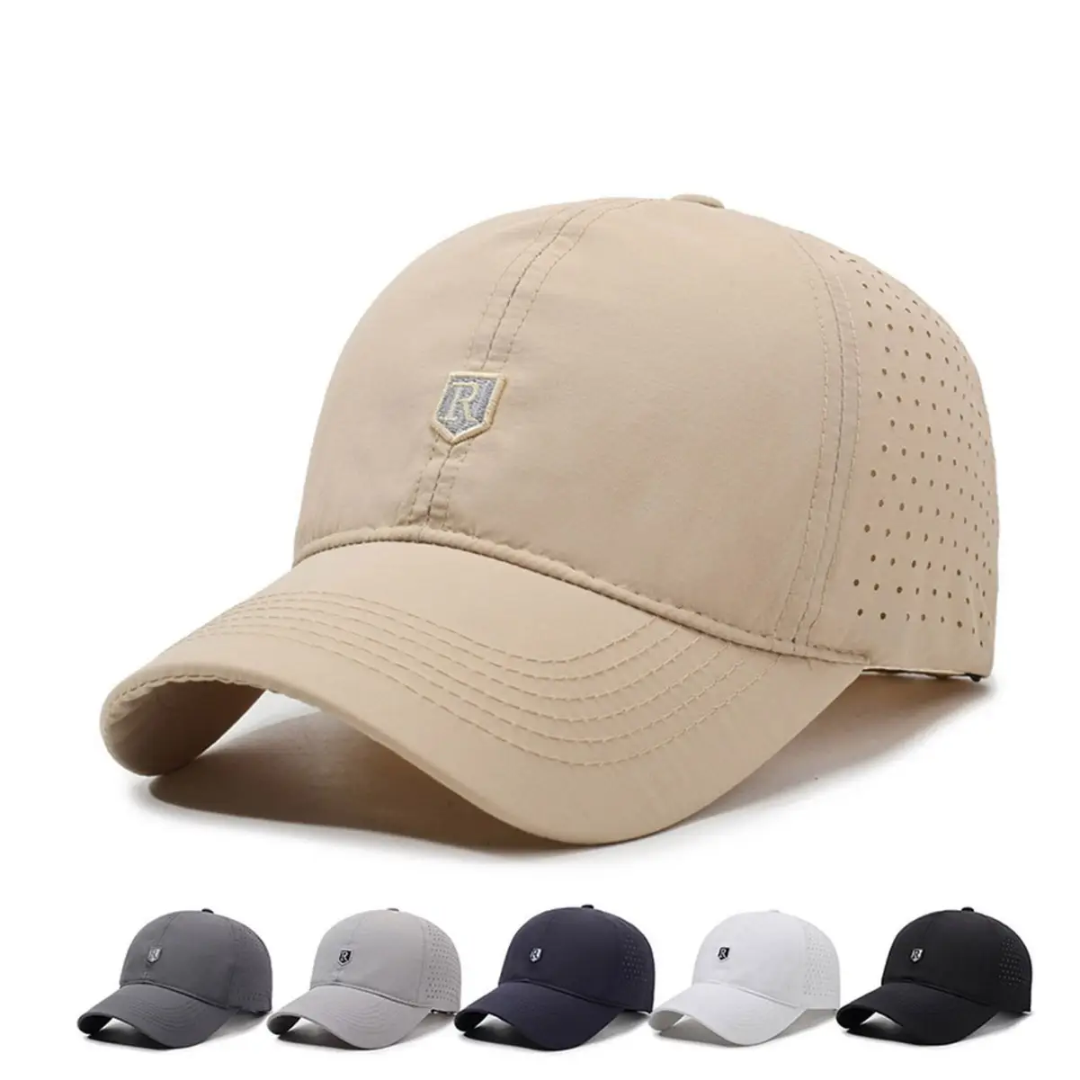 Men Summer Mesh Cap Beige Deep Sports Hat - Image 11