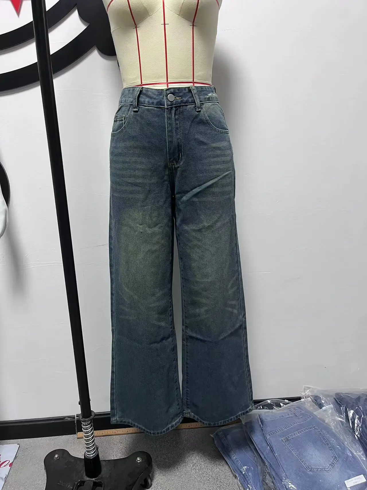 Dark Blue Heavy Duty Wide Leg Jeans for Women — feature 13