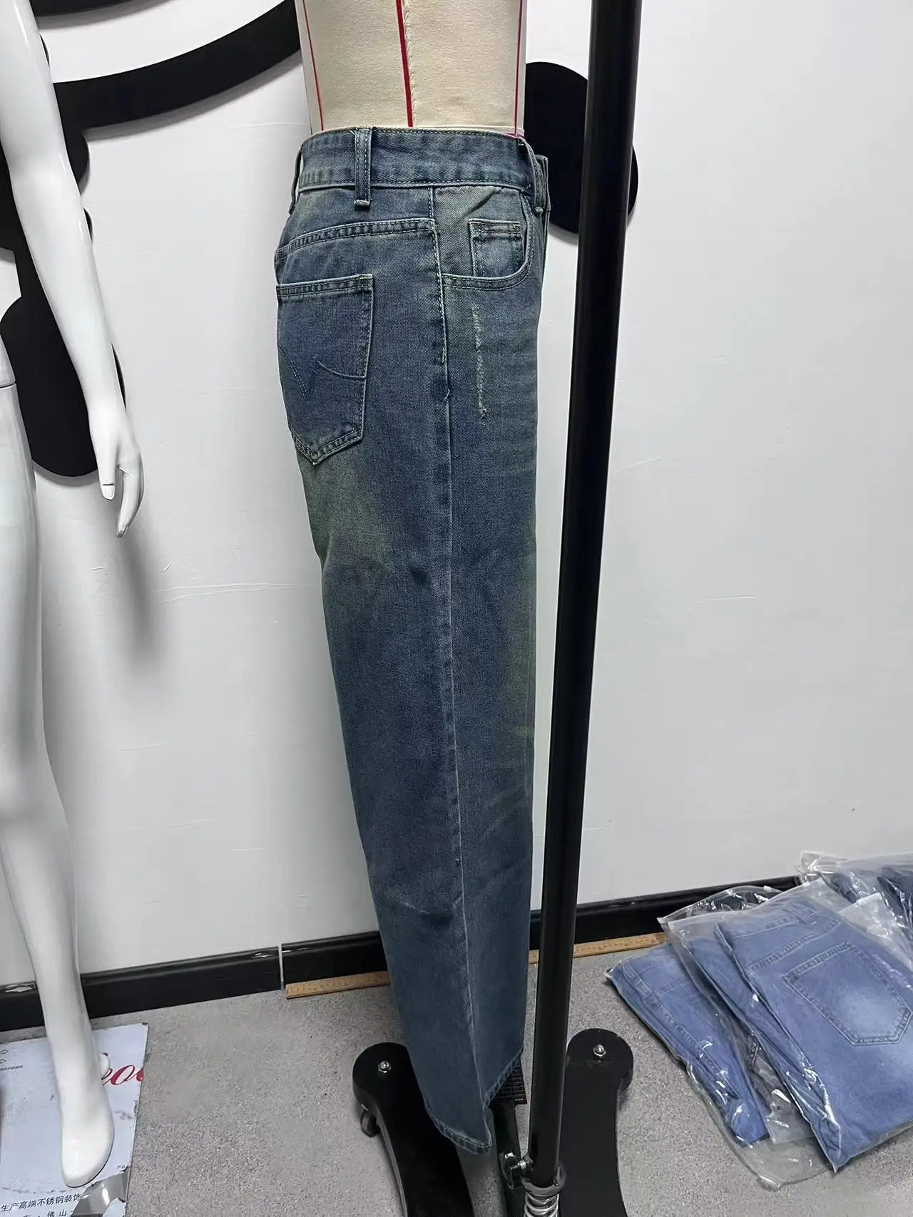 Dark Blue Heavy Duty Wide Leg Jeans for Women — feature 15